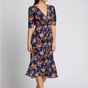 Saloni Eve B Tiger Print Midi Dress